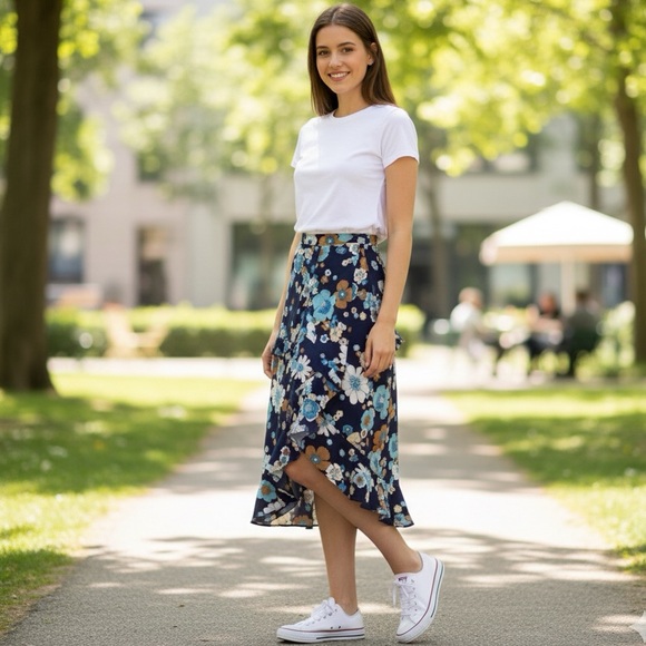 For love and lemons magnolia shirred midi skirt XS